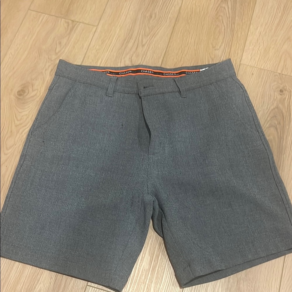 Gray Flat Front Tailored Shorts